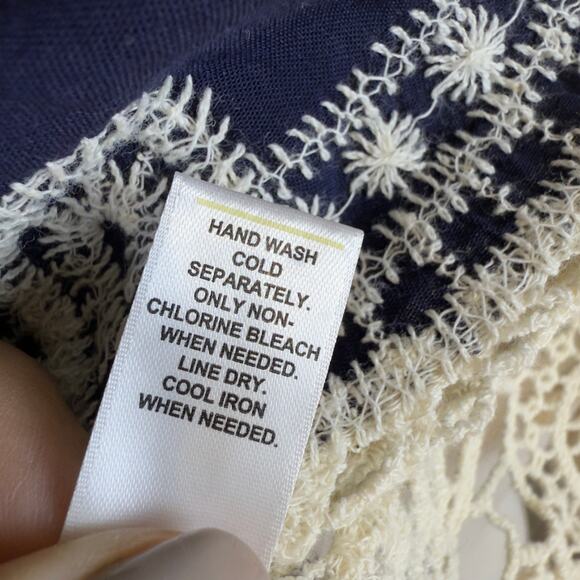 Cato women's sz. XL blue embroidered boho top, lace, feminine unique, #4196 - Picture 7 of 10